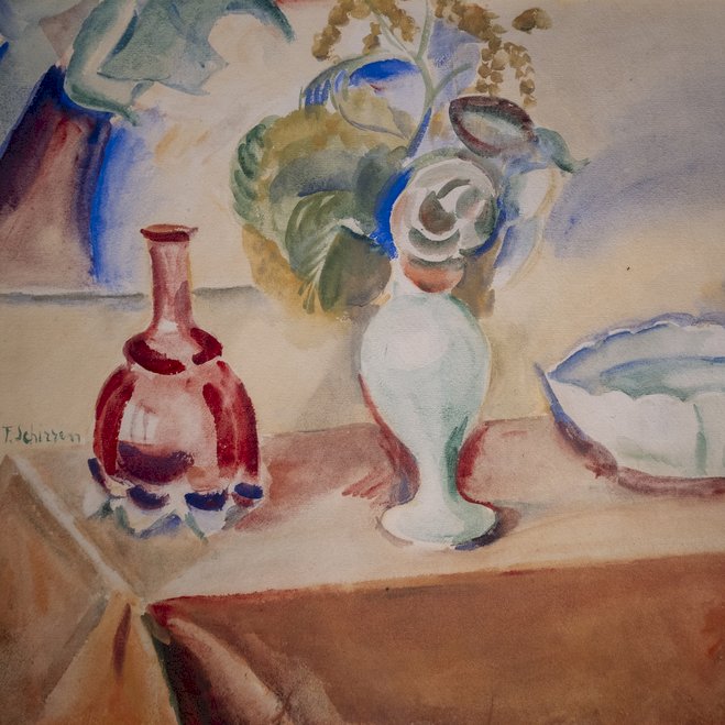 Ferdinand Schirren - Fleurs sur la table	